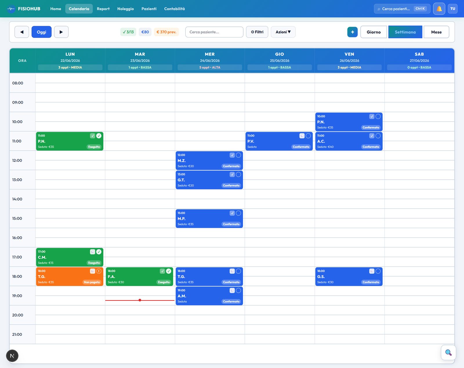 Calendario FisioHub