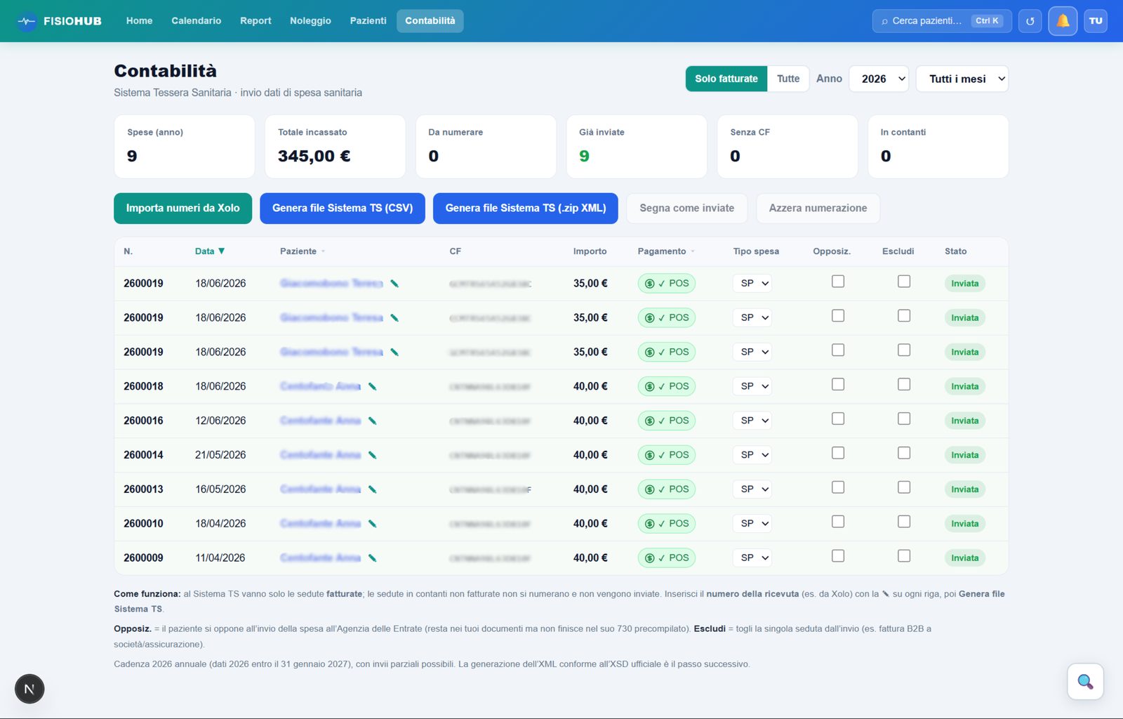 Gestione Sistema Tessera Sanitaria in FisioHub